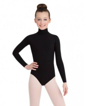 Leotard - TB123C - Girls Turtleneck Long Sleeve Leotard With Snaps