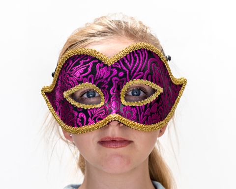 Interalia Black/Purple Brocade Masquerade Mask