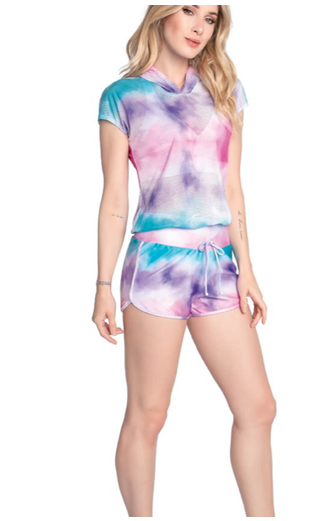 Tie Dye Mesh Hooded Shirt