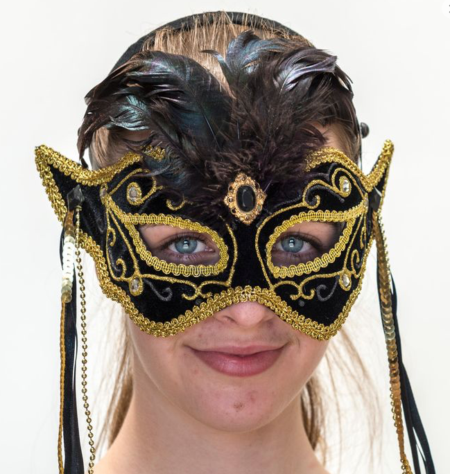 Interalia Black and Gold Feathered Eye Mask