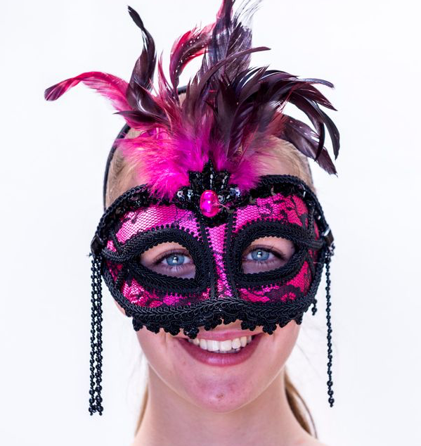 Interalia Pink and Black Feather Mask