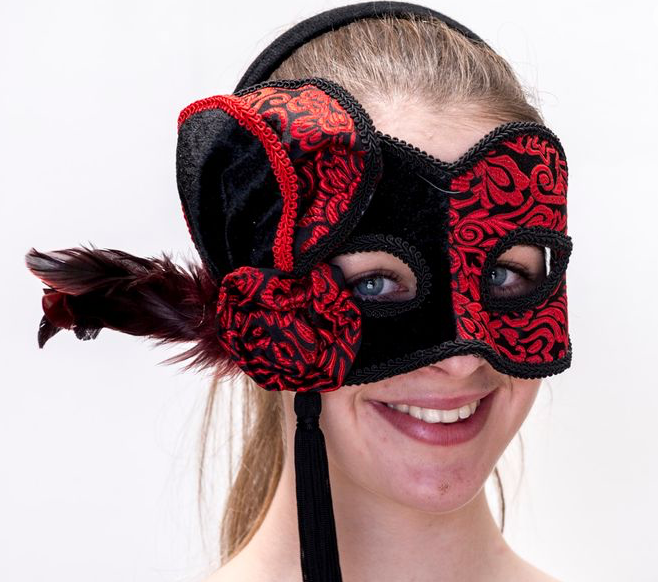 Interalia Black and Red Brocade Mask