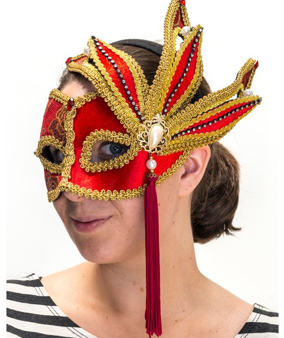 Interalia Red and Gold Tassle Mask