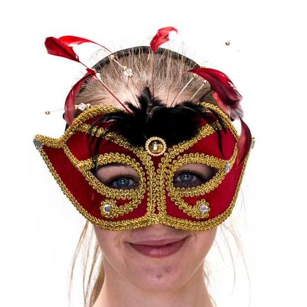 Interalia Red Mask with Feathers