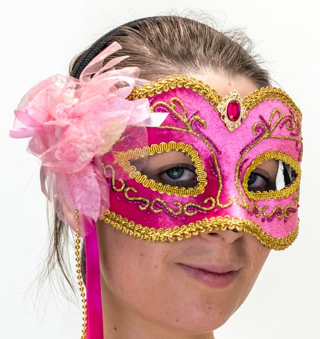 Interalia Pink Flower Mask with Ribbon