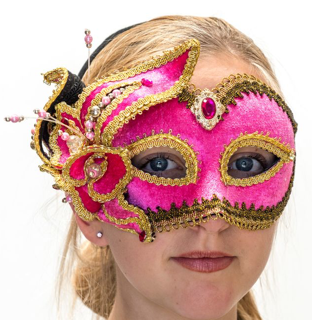 Interalia Pink and Gold Mask with Flower