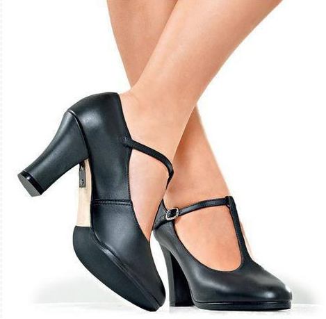 Shoe - CH103 - So Danca 3" Leather T-Strap Character Heel