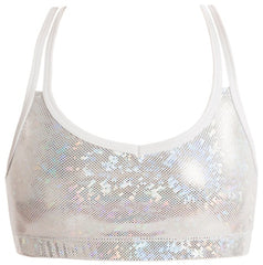 Top - GAC33 - 'Shattered Glass' Double Cross Crop Top